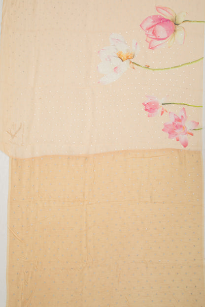 Linen Butta Pastel Orange Saree