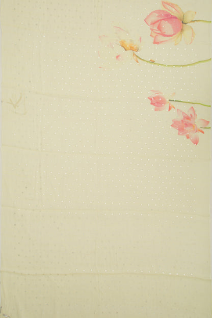 Linen Butta Lemon Yellow Saree With Sequin Work