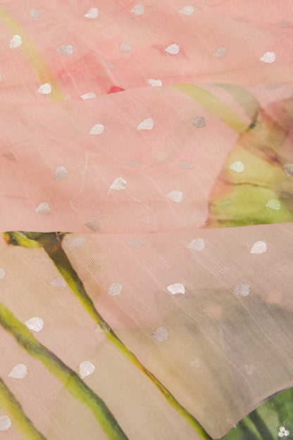 Linen Butta Pastel Pink Saree