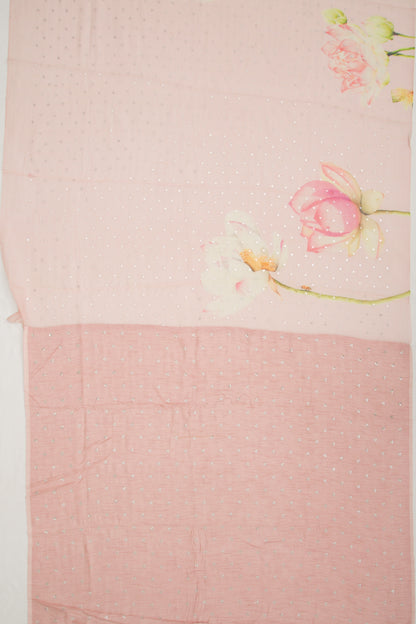 Linen Butta Pastel Pink Saree
