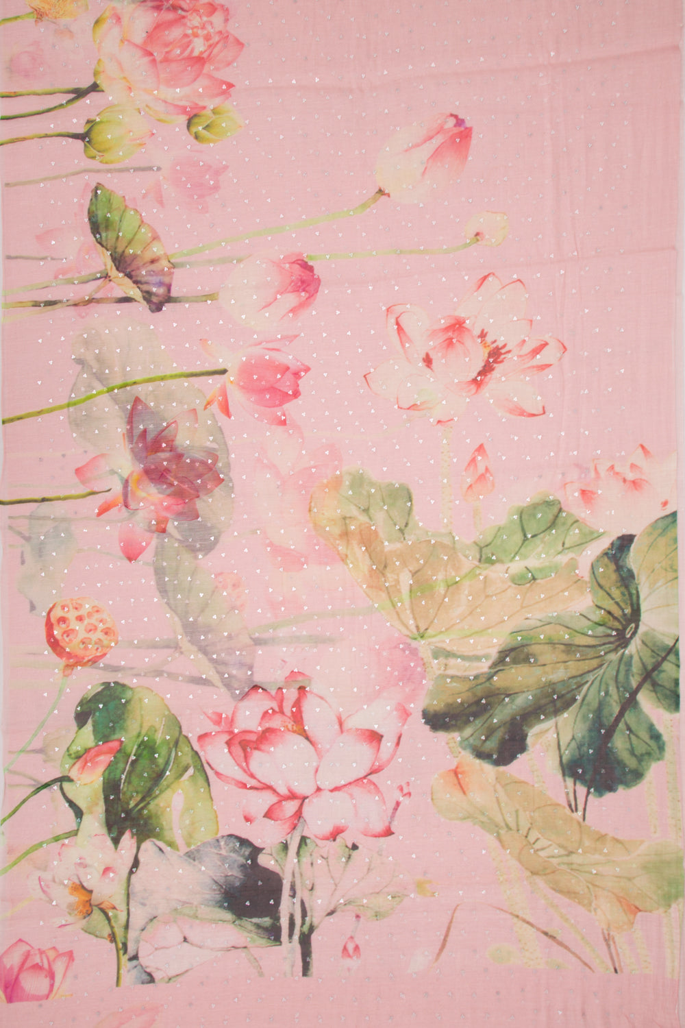 Organza Printed Peach Saree With Sequin Work