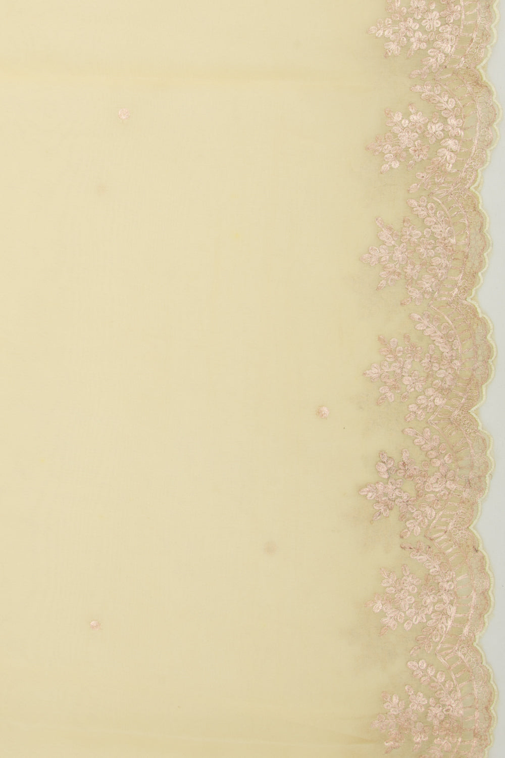 Organza Butta Pastel Yellow Saree With Scallop Border