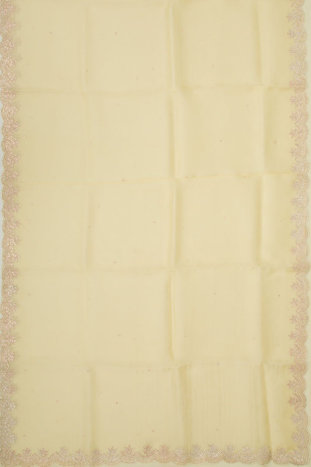 Organza Butta Pastel Yellow Saree With Scallop Border
