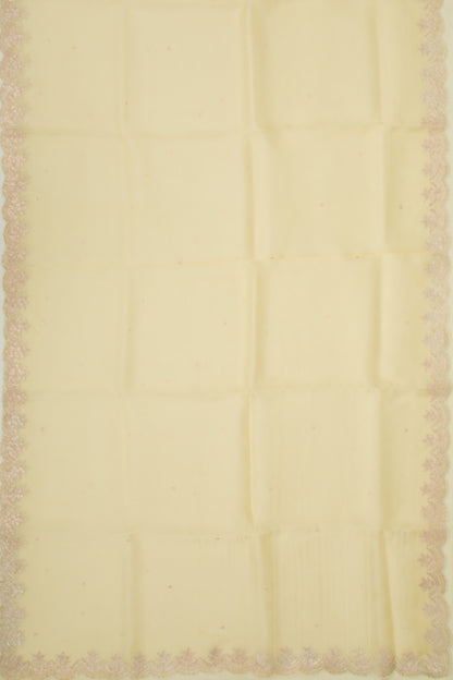 Organza Butta Pastel Yellow Saree With Scallop Border