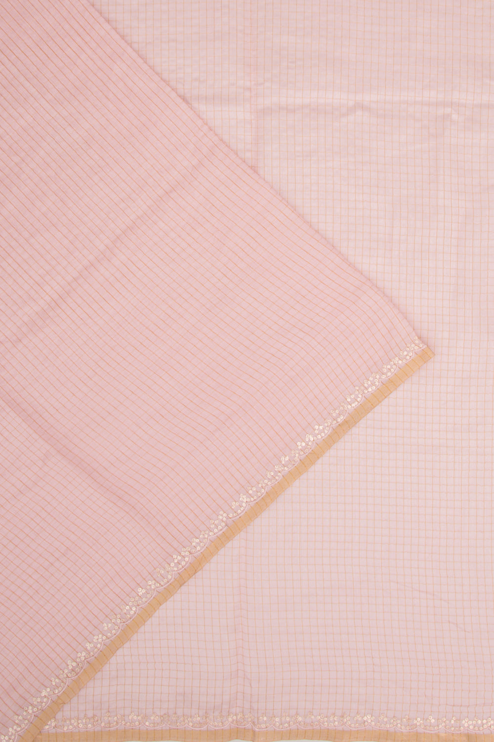Chanderi Silk Checks Baby Pink Saree