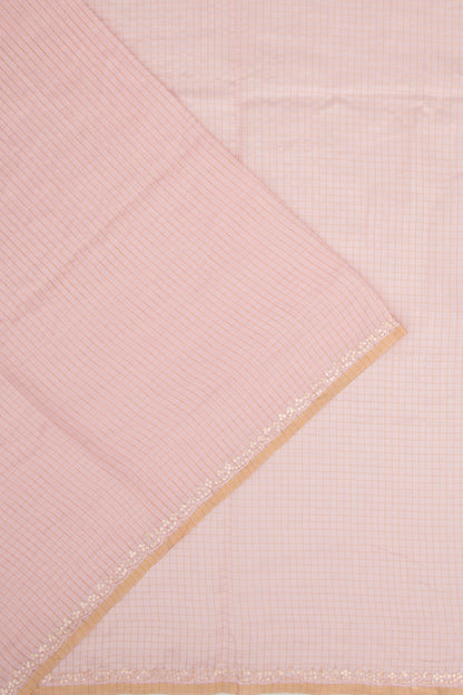 Chanderi Silk Checks Baby Pink Saree