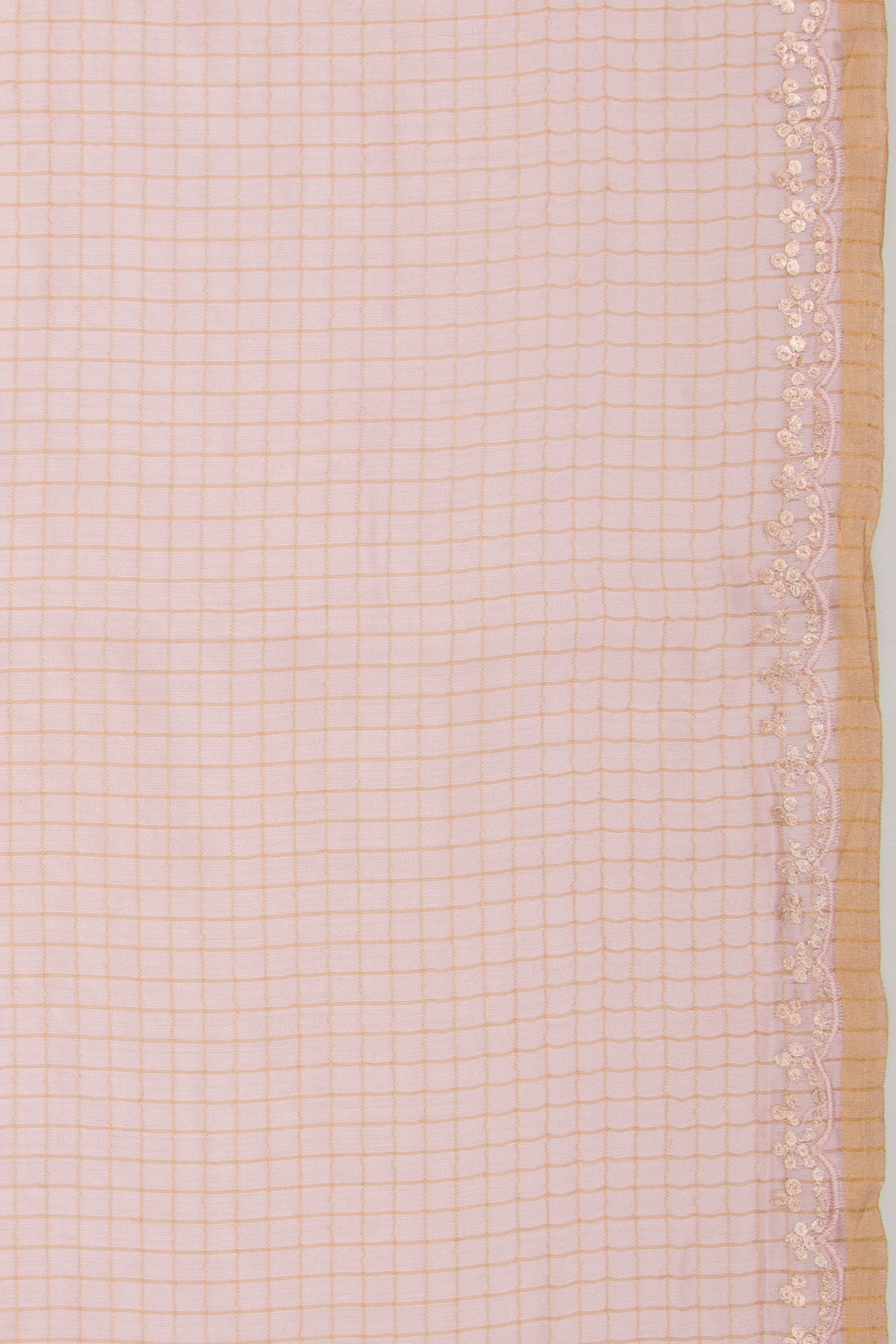Chanderi Silk Checks Baby Pink Saree