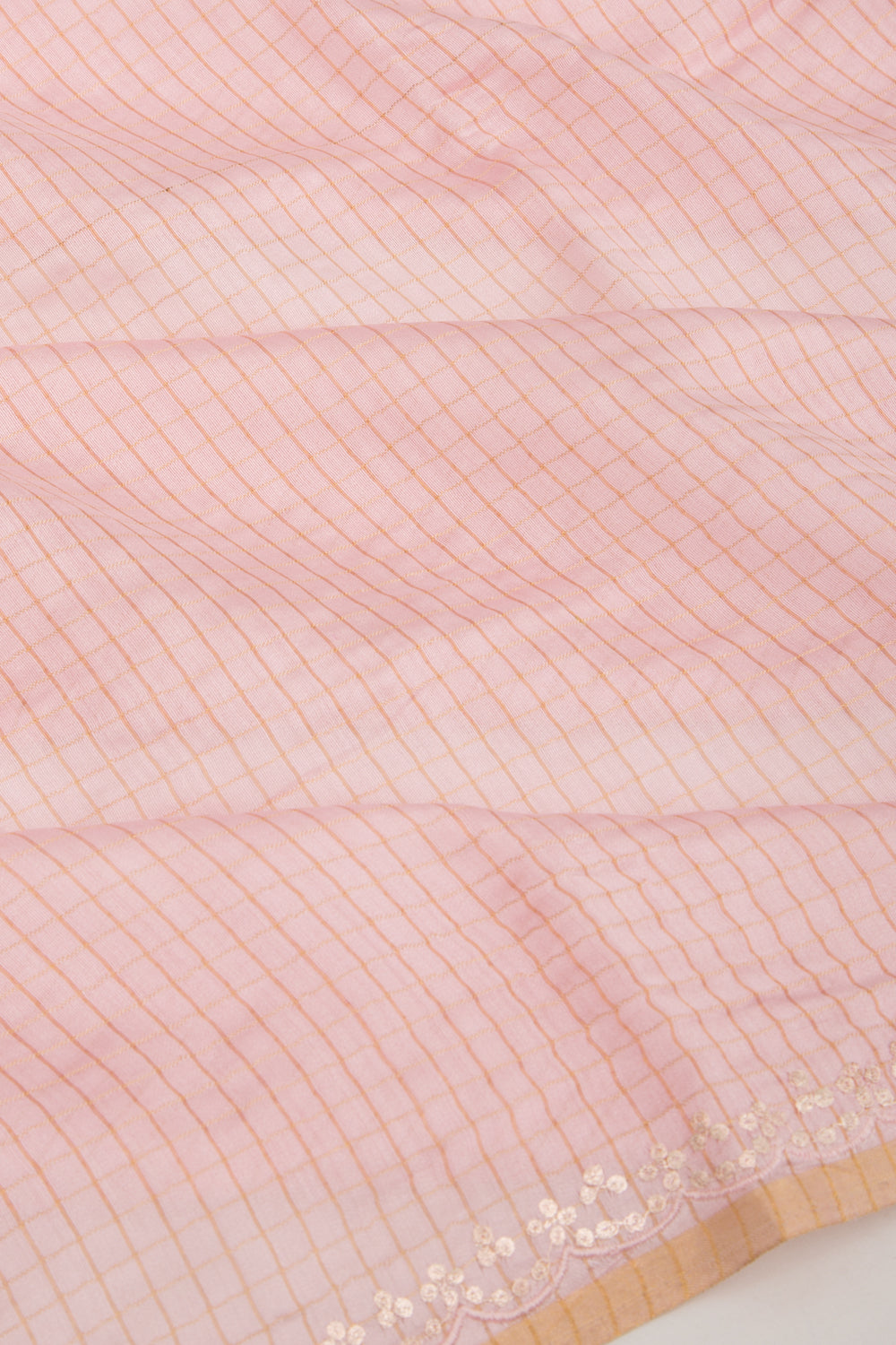 Chanderi Silk Checks Baby Pink Saree