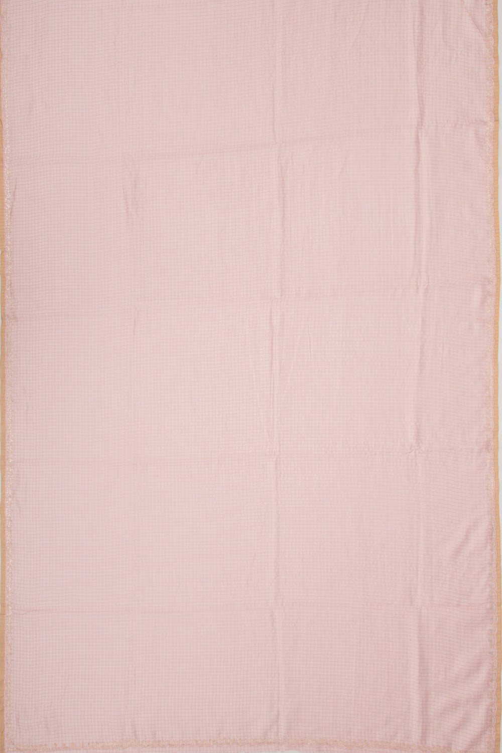 Chanderi Silk Checks Baby Pink Saree