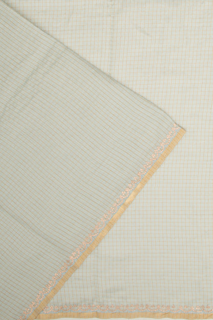 Chanderi Silk Checks Grey Saree