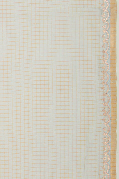 Chanderi Silk Checks Grey Saree