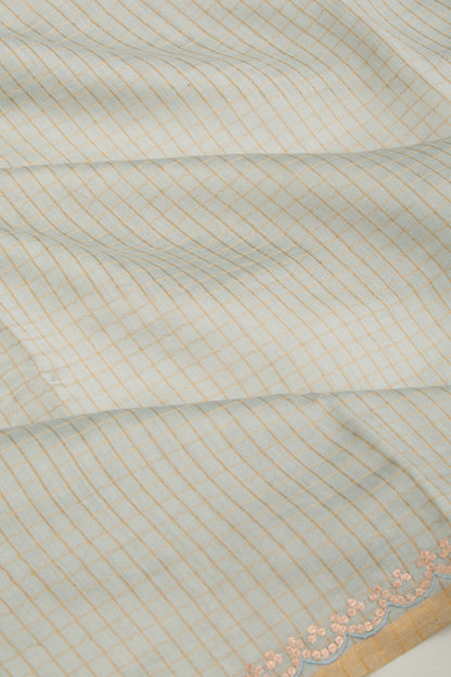 Chanderi Silk Checks Grey Saree