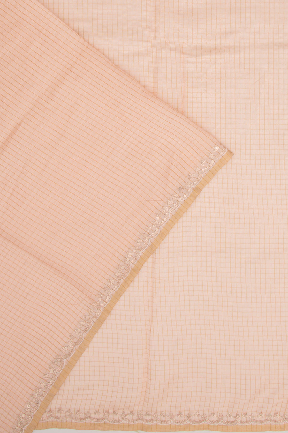 Chanderi Silk Checks Pastel Orange Saree