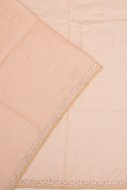 Chanderi Silk Checks Pastel Orange Saree