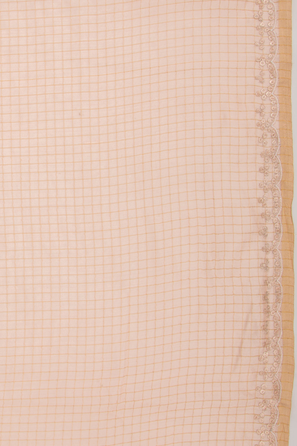 Chanderi Silk Checks Pastel Orange Saree