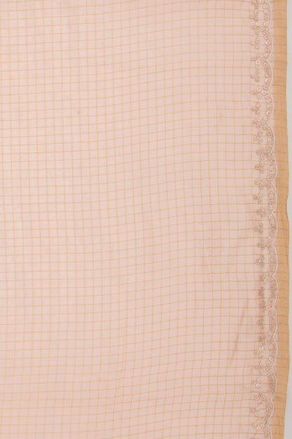 Chanderi Silk Checks Pastel Orange Saree