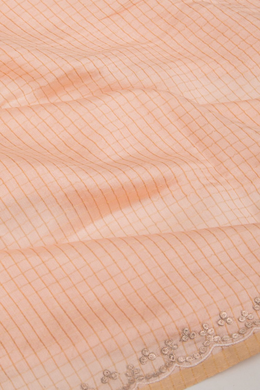 Chanderi Silk Checks Pastel Orange Saree