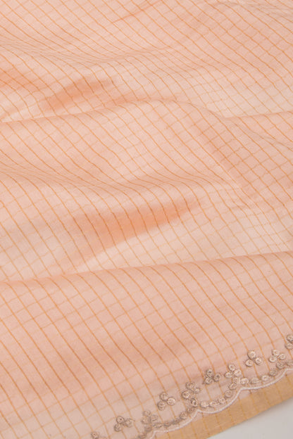 Chanderi Silk Checks Pastel Orange Saree