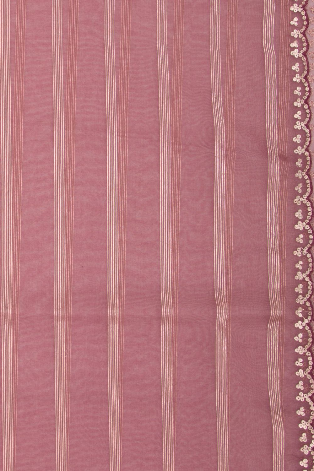 Organza Horizontal Lines Lilac Saree with Scallop Border