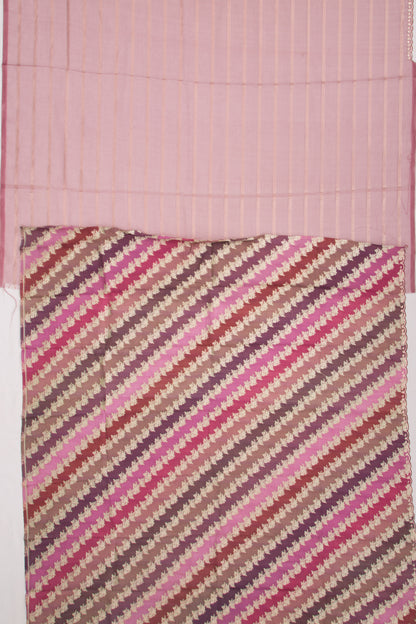 Organza Horizontal Lines Lilac Saree with Scallop Border