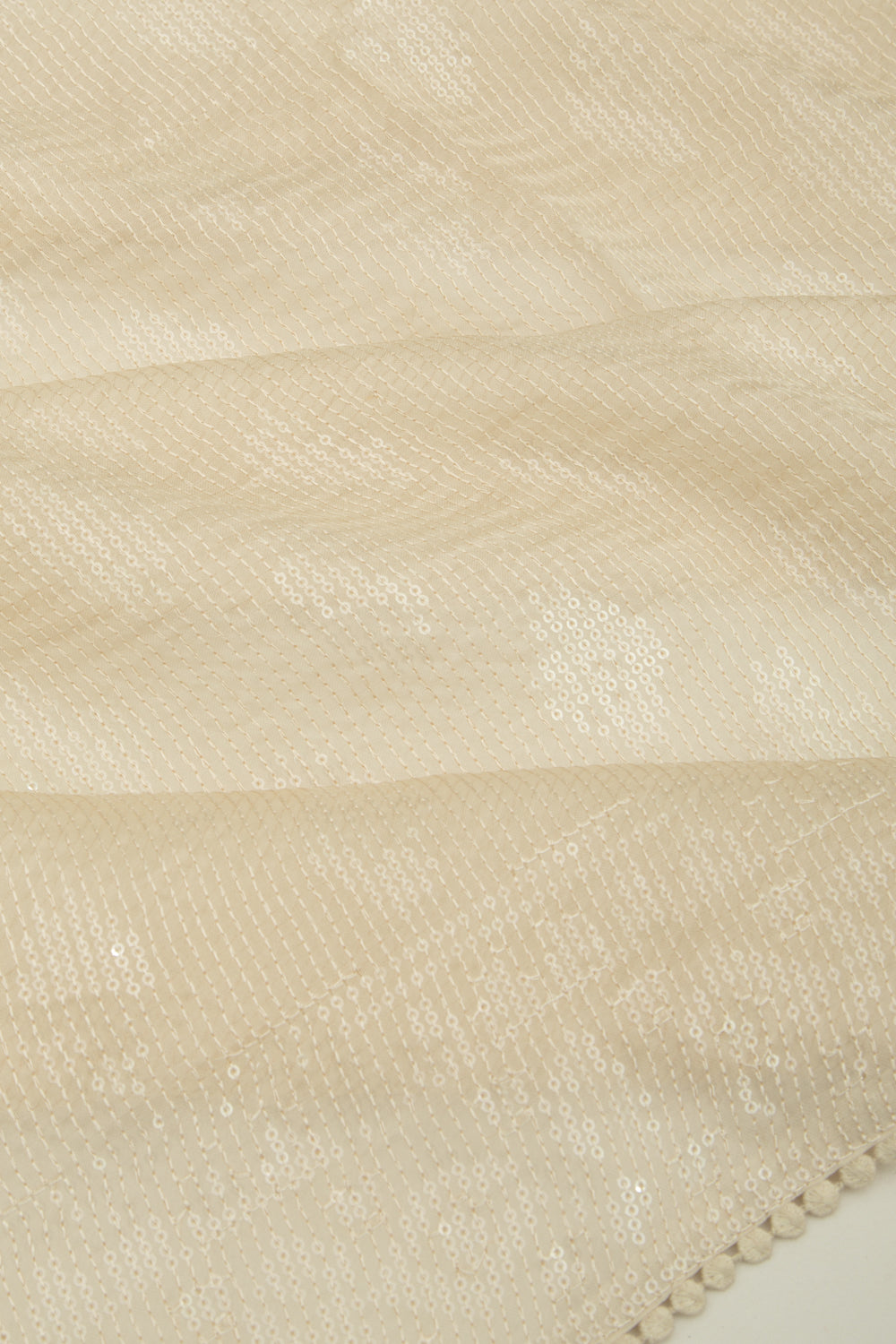Organza Sequin Work Brocade Off White Saree