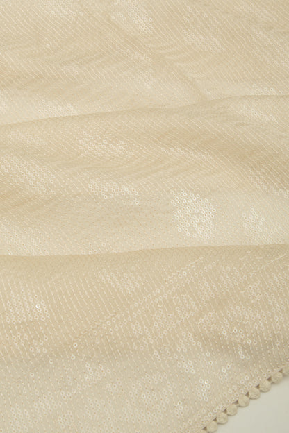 Organza Sequin Work Brocade Off White Saree