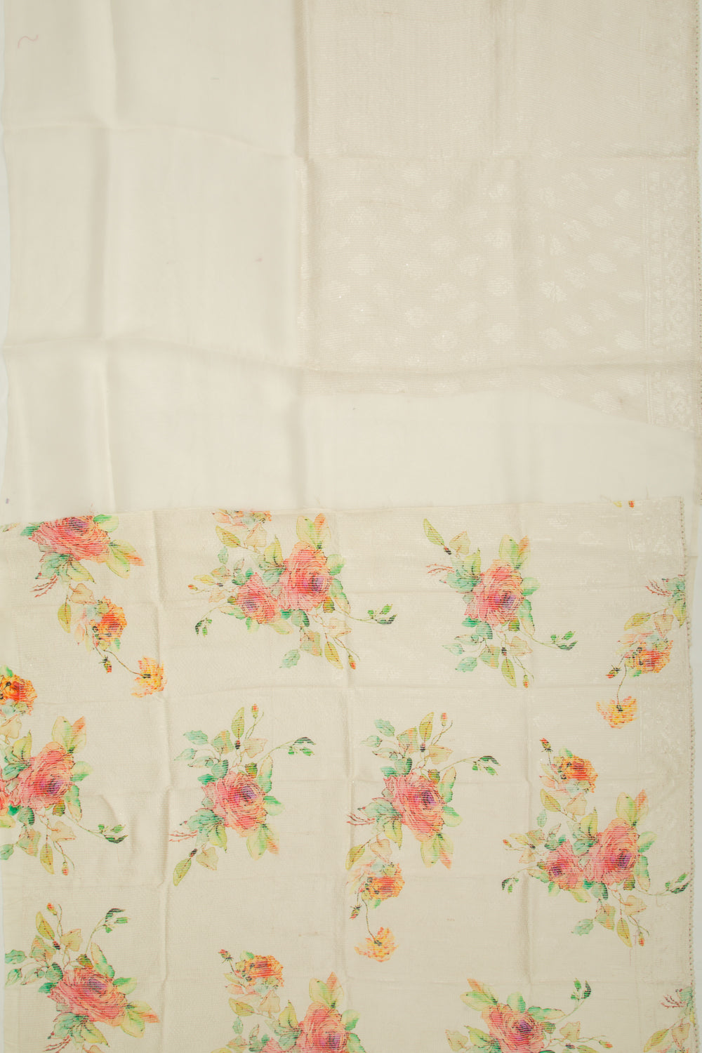 Organza Sequin Work Brocade Off White Saree