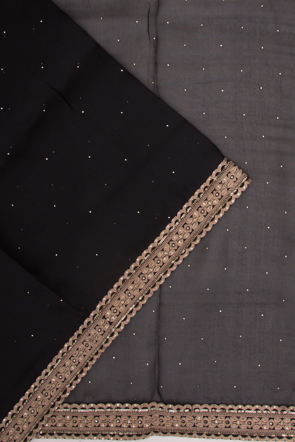Organza Butta Black Saree With Mukesh Work