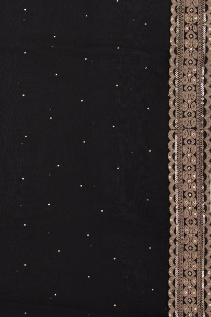 Organza Butta Black Saree With Mukesh Work