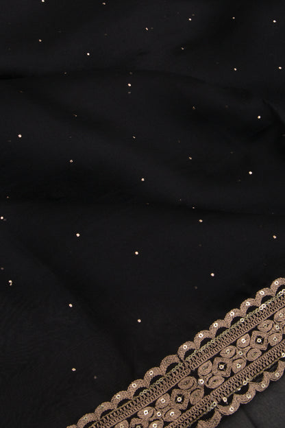 Organza Butta Black Saree With Mukesh Work