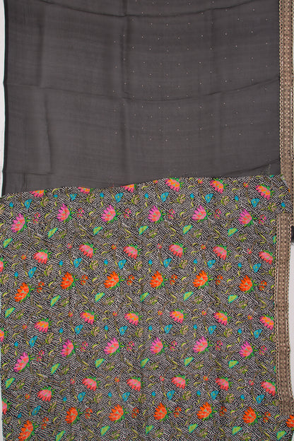 Organza Butta Black Saree With Mukesh Work