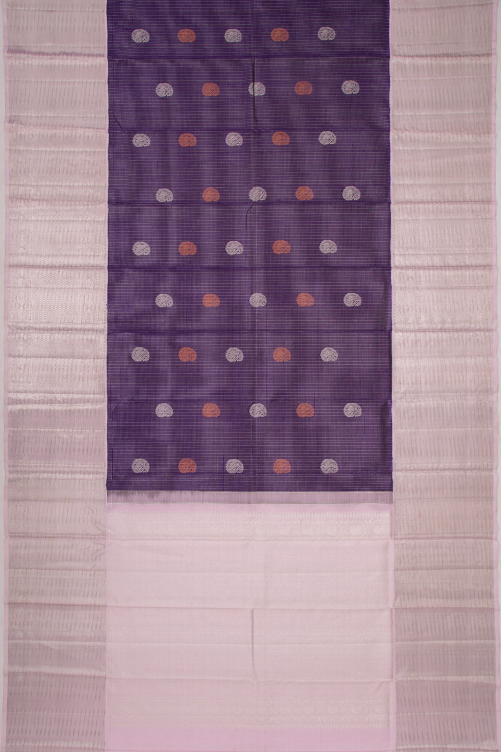 Kanchipuram Silk Checks And Butta Violet Saree