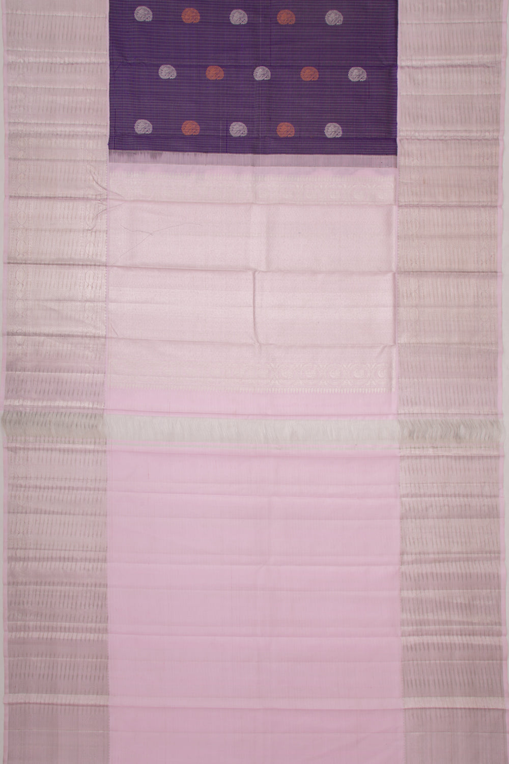 Kanchipuram Silk Checks And Butta Violet Saree
