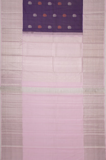 Kanchipuram Silk Checks And Butta Violet Saree