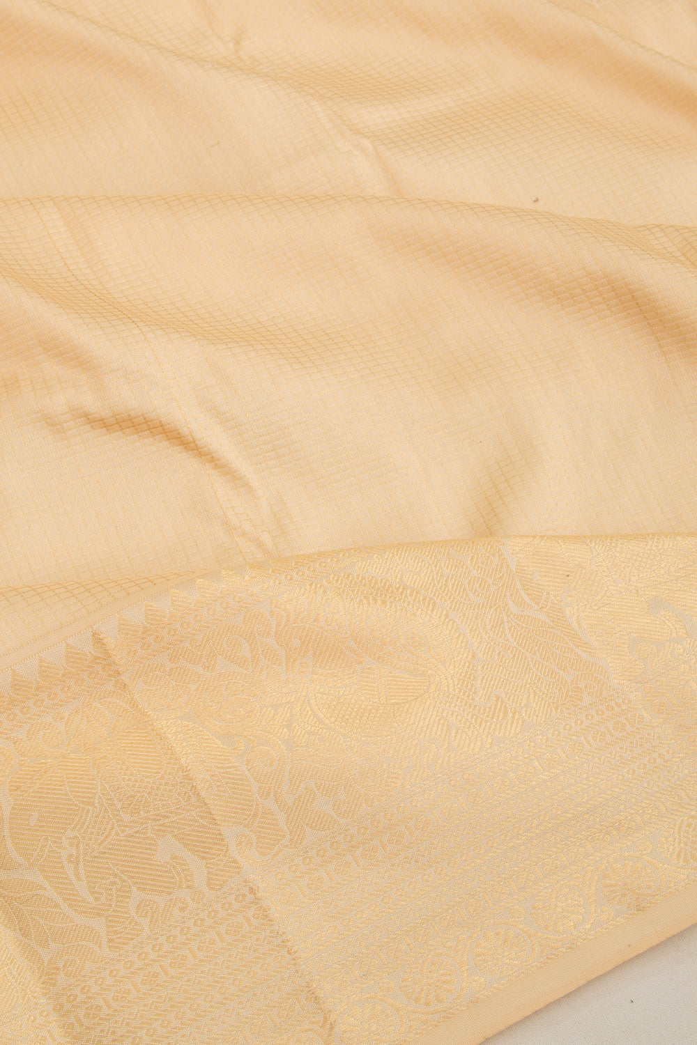 Taranga Kanchi Silk Checks Cream Saree