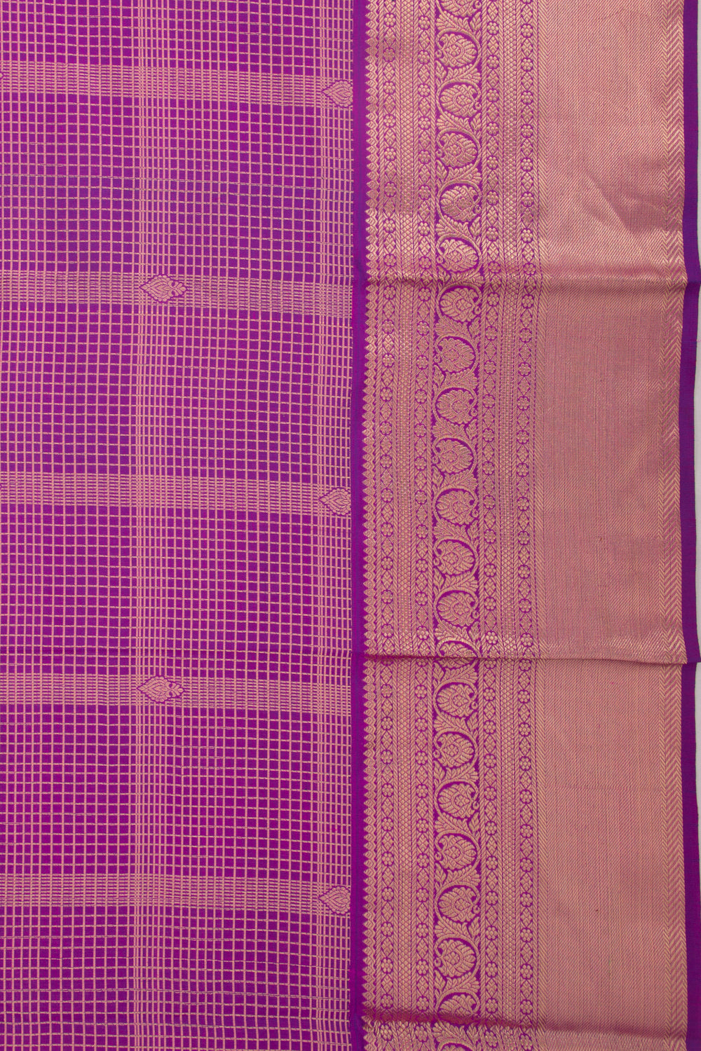 Taranga Kanchi Silk Checks And Butta Violet Saree