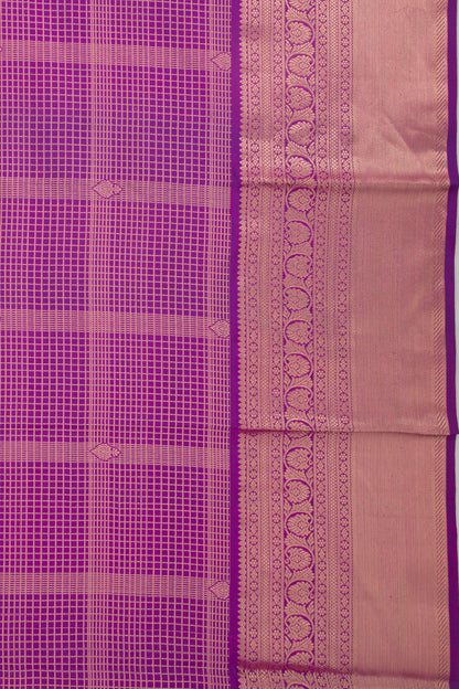 Taranga Kanchi Silk Checks And Butta Violet Saree