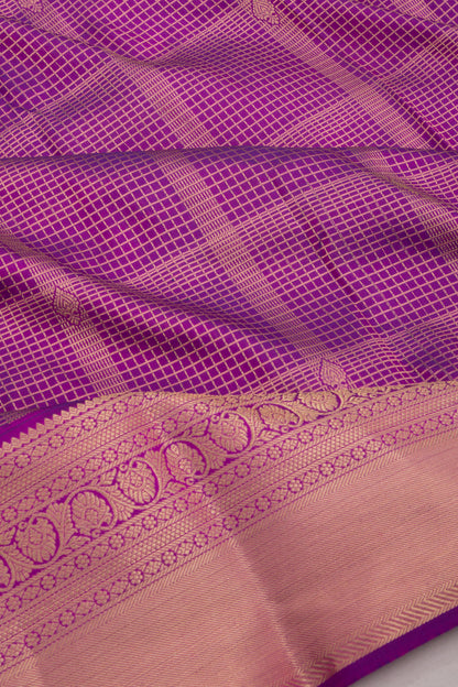 Taranga Kanchi Silk Checks And Butta Violet Saree