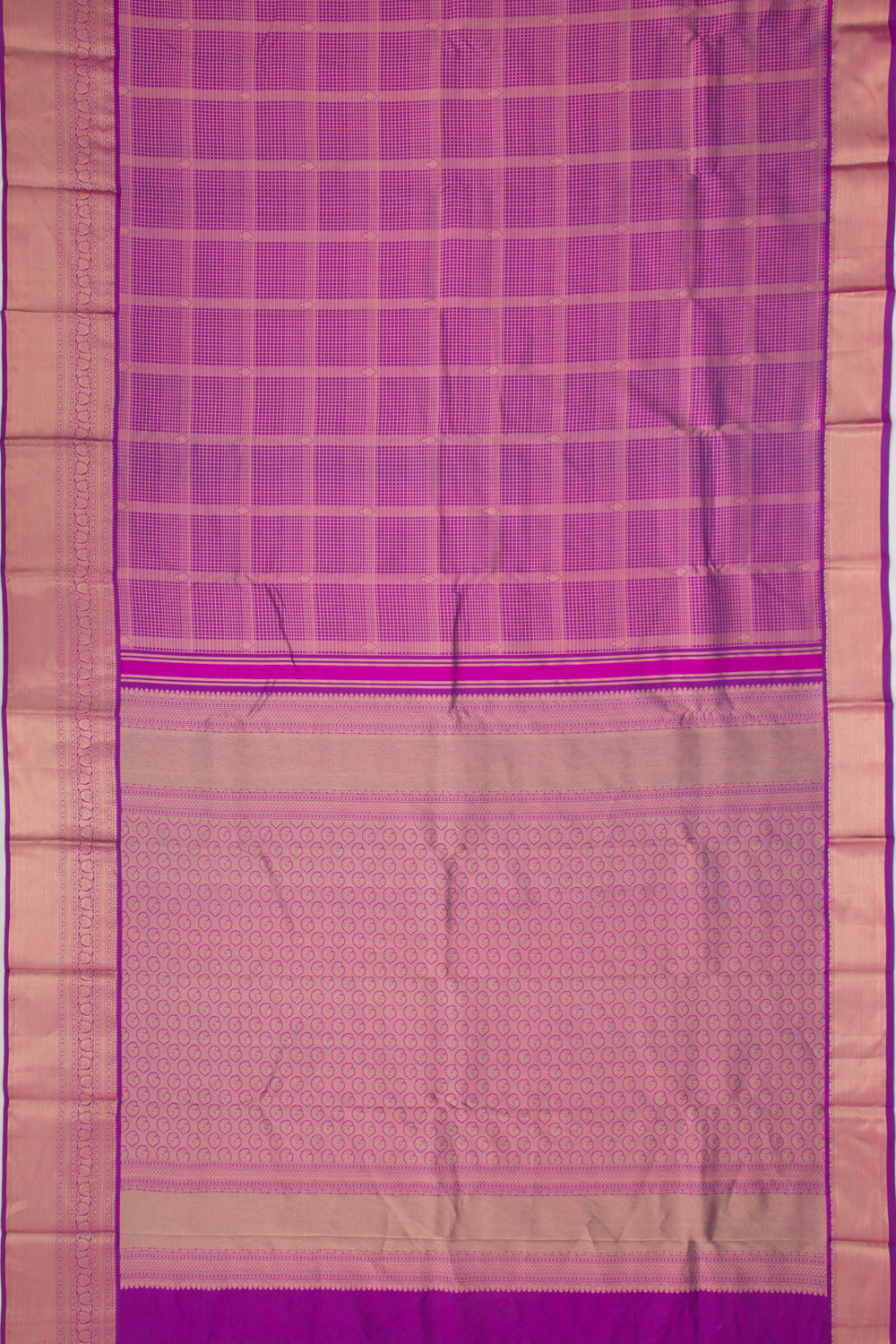 Taranga Kanchi Silk Checks And Butta Violet Saree