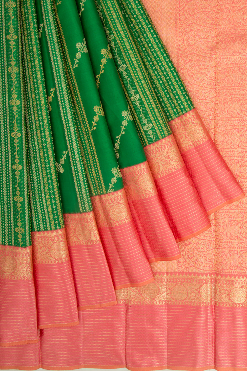Kanchipuram Silk Brocade Green Saree