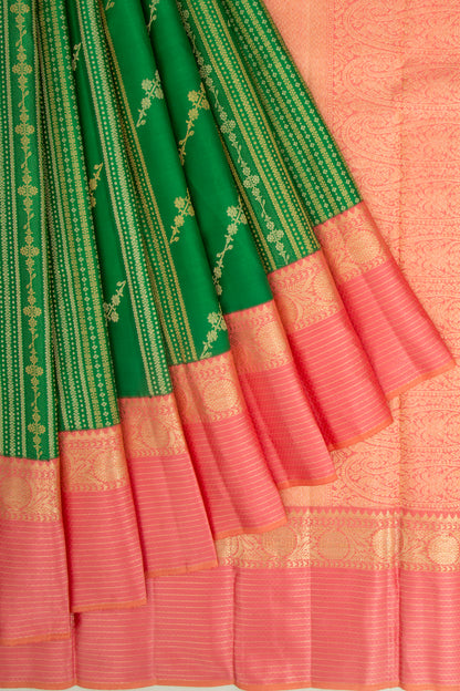 Kanchipuram Silk Brocade Green Saree