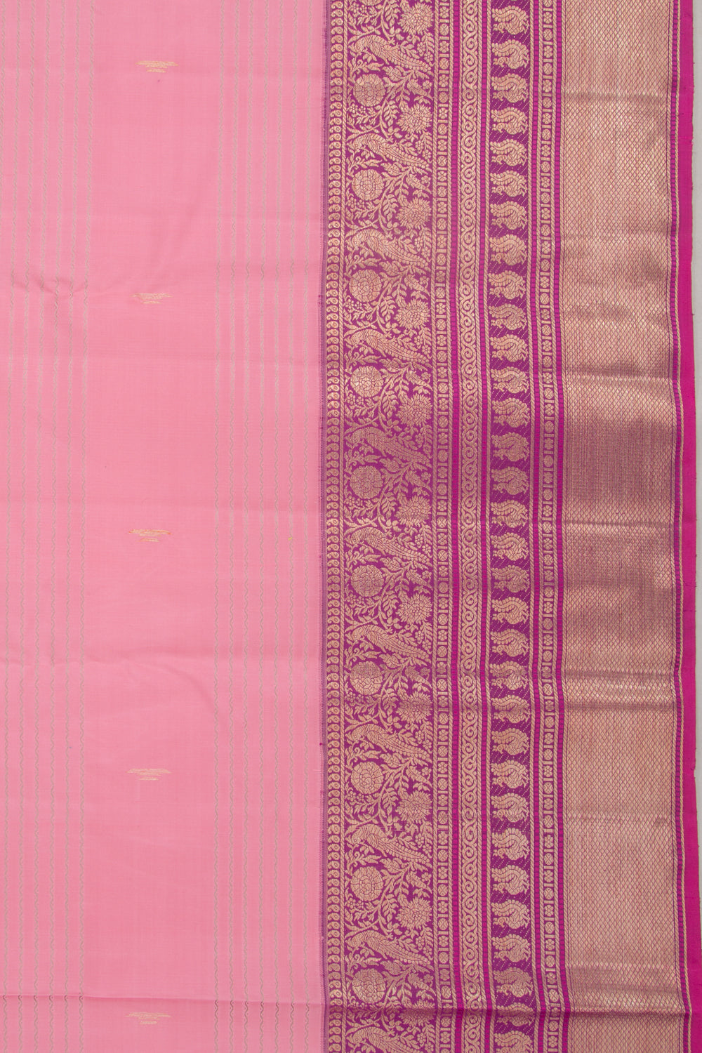 Kanchipuram Silk Horizontal Lines Baby Pink Saree