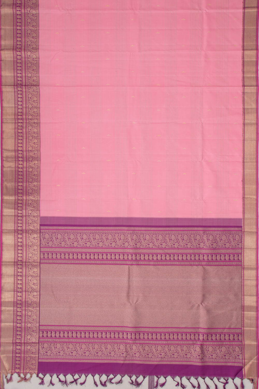 Kanchipuram Silk Horizontal Lines Baby Pink Saree