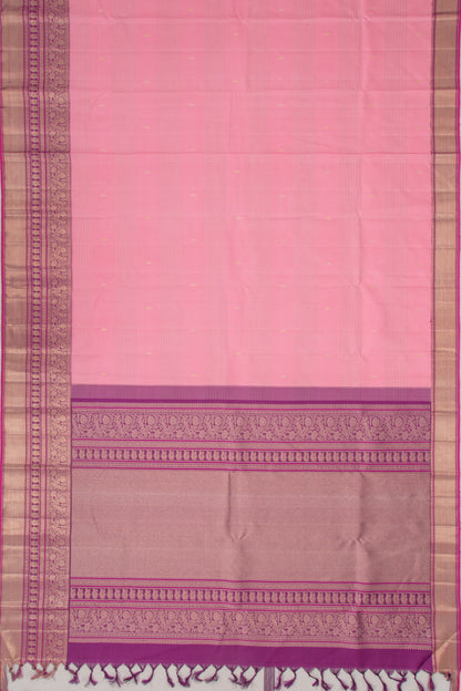 Kanchipuram Silk Horizontal Lines Baby Pink Saree