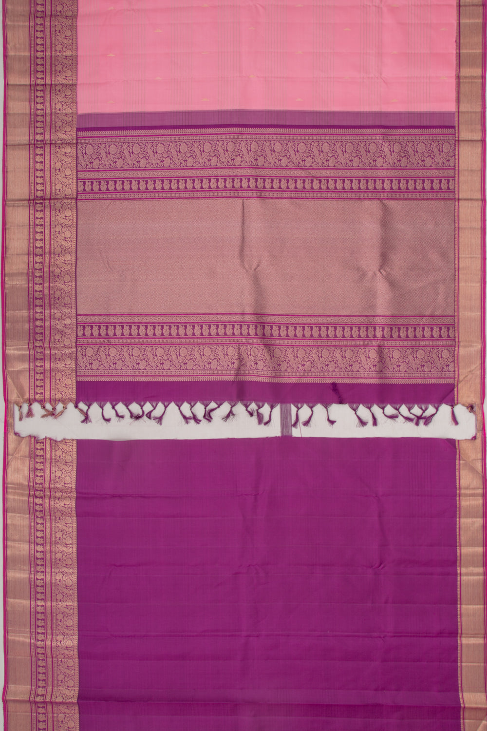 Kanchipuram Silk Horizontal Lines Baby Pink Saree