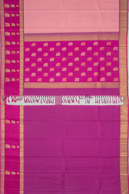Kanchipuram Silk Horizontal Lines Baby Pink Saree