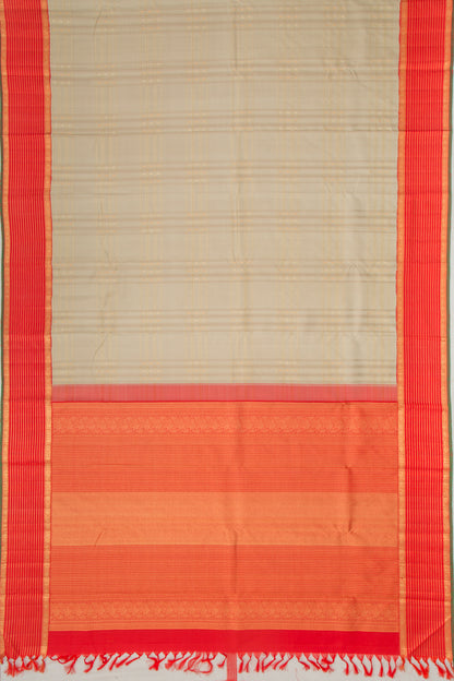 Kanchipuram Silk Checks And Butta Khaki Brown Saree