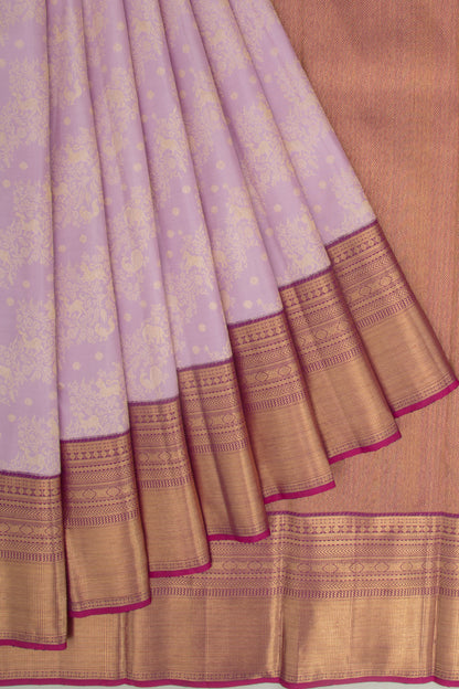 Kanchipuram Silk Jaal Lilac Saree