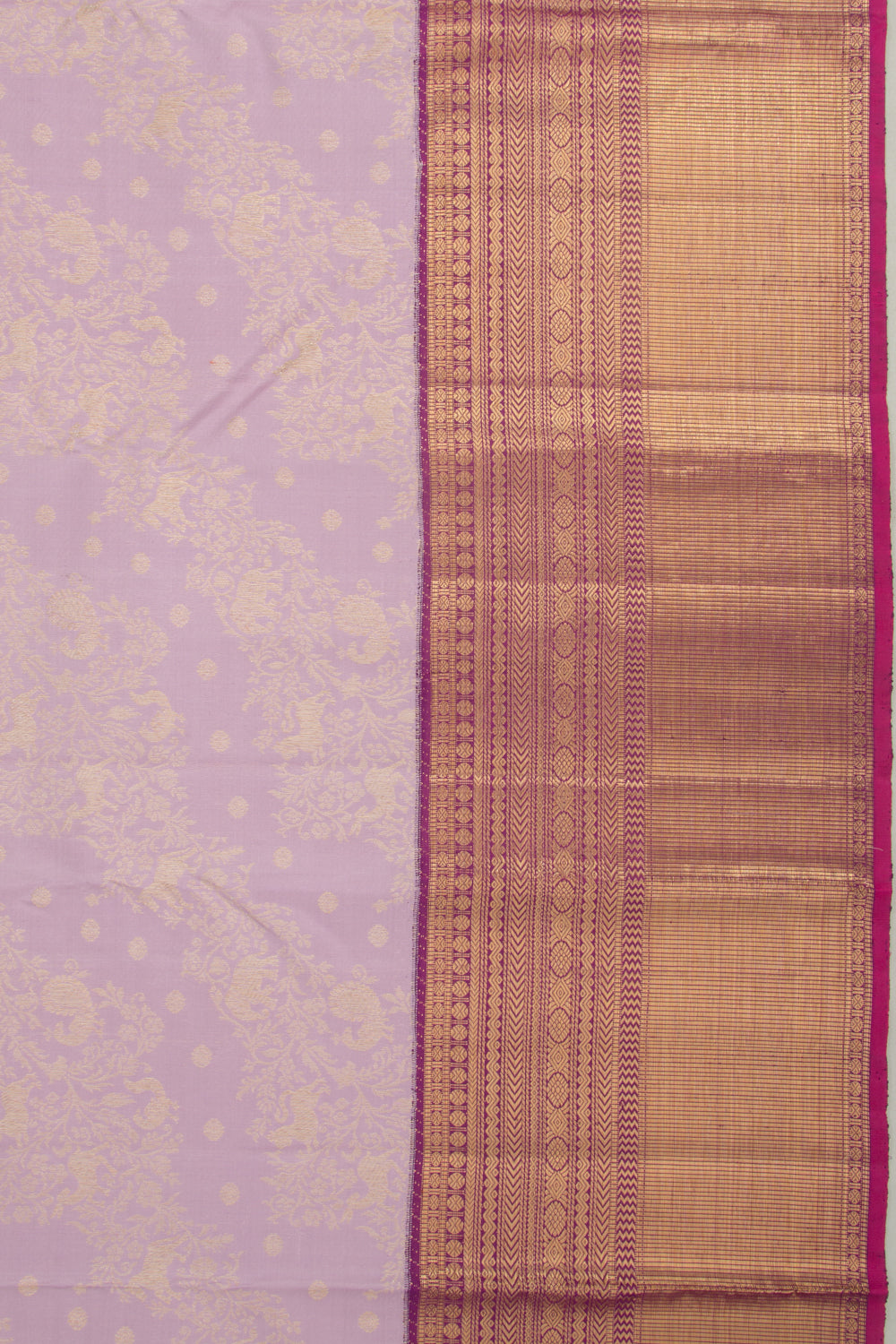 Kanchipuram Silk Jaal Lilac Saree