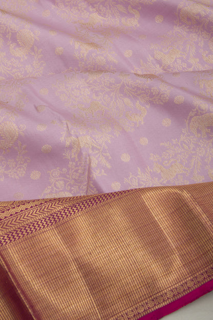 Kanchipuram Silk Jaal Lilac Saree